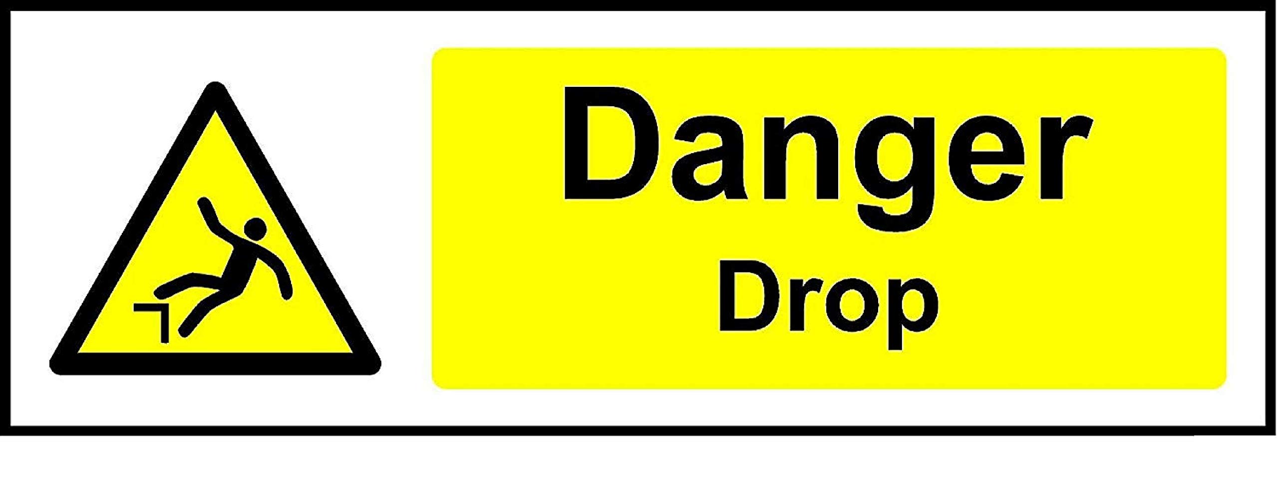 Kpcm Display Ltd Warning Signs Danger Drop Safety Sign - 1.2Mm Rigid Plastic 150Mm X 50Mm