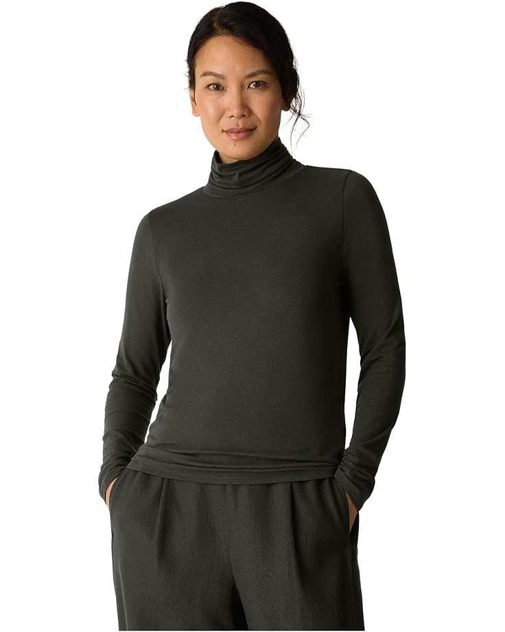 Eileen Fisher Sheer Knit Turtle Neck Top - Main View
