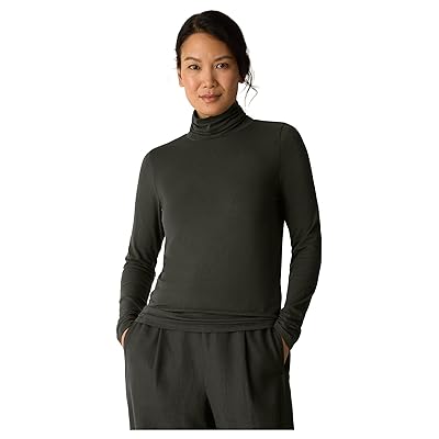 Eileen Fisher Sheer Knit Turtle Neck Top Women