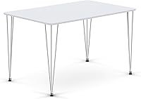 Vista 9 de ivinta Small White Dining Table for 4, 47.5" Modern Rectangular Kitchen Table with Metal Legs for Dining Room Living Room, Lilac (White)