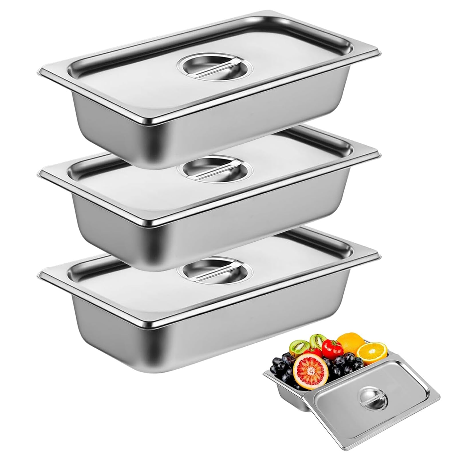 Paslanmaz Çelik Gastronom Küvet GN 1/3-40 (32,5 x 17,6 x 4 CM
