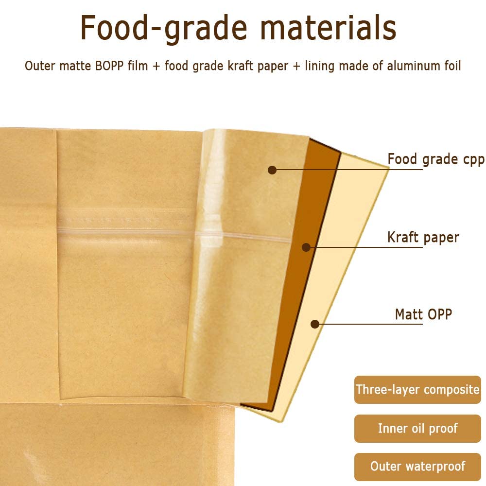 Sacchetti Di Carta Kraft Con Finestra, 150 Pezzi, 9x14 Cm, Richiudibili Per Tè, Caffè E Spezie