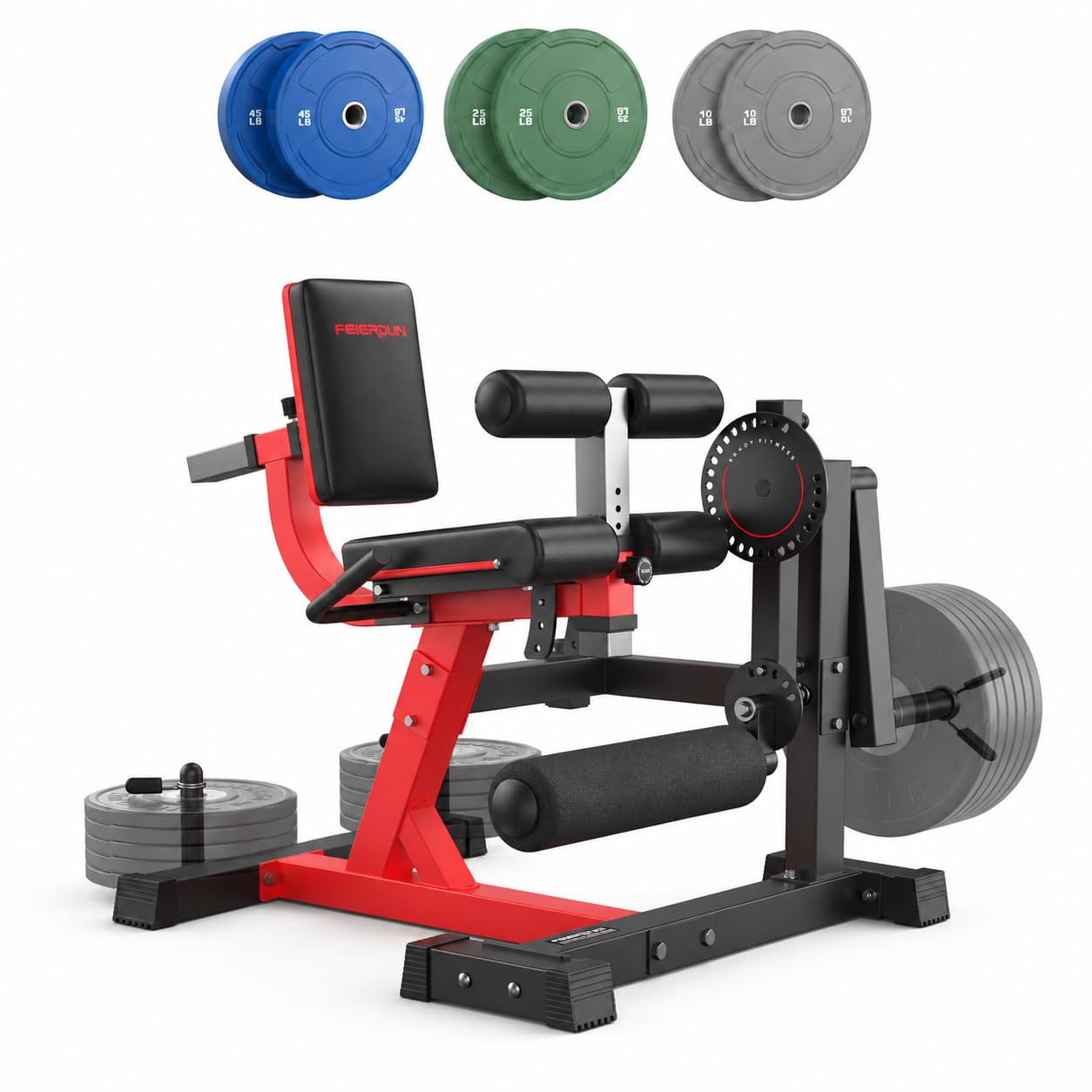 FEIERDUN Adjustable Leg Extension Curl Machine, Red with 160lbs WP