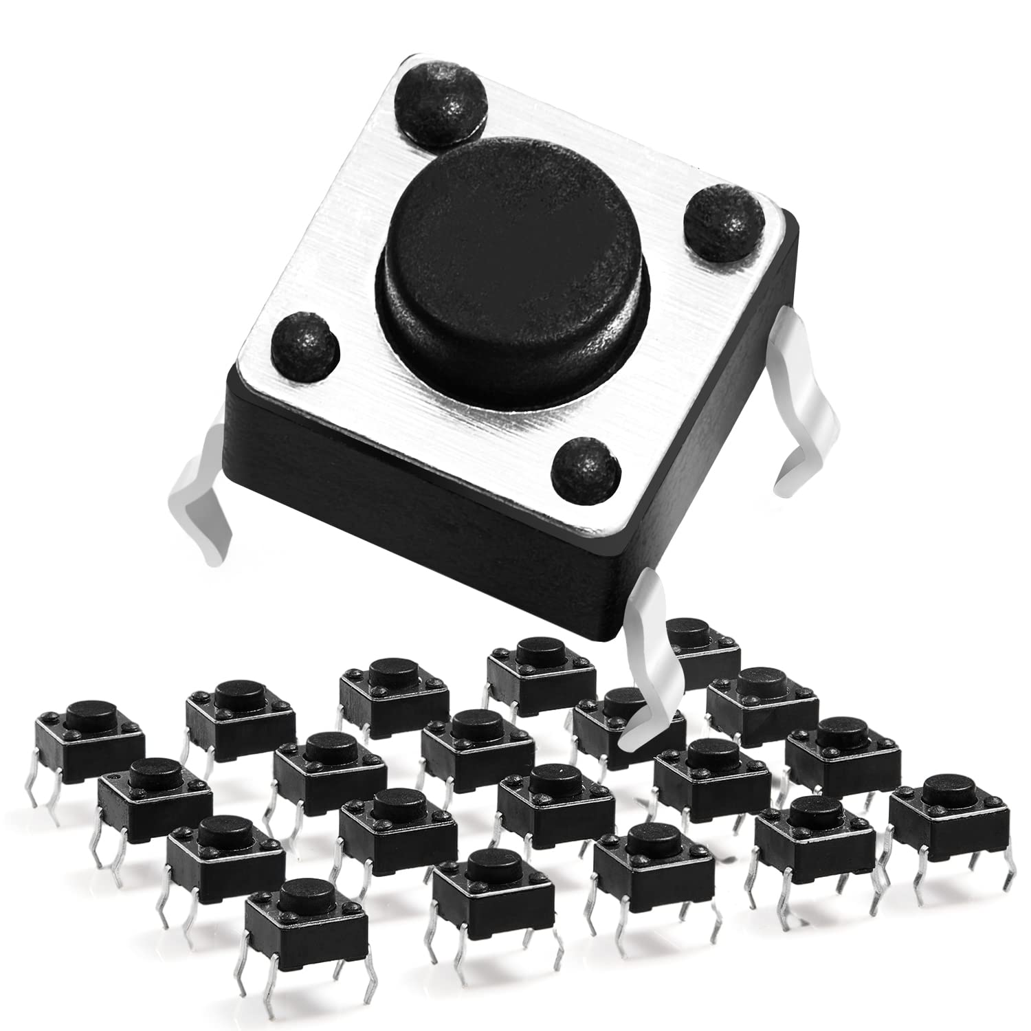 Chanzon Tactile Tact Button Switch 6x6x4.3mm Micro Mini Momentary Tact Switch 4 Pin 20 Piece SPST PushButton Dip Touch Switch for Breadboard Arduino