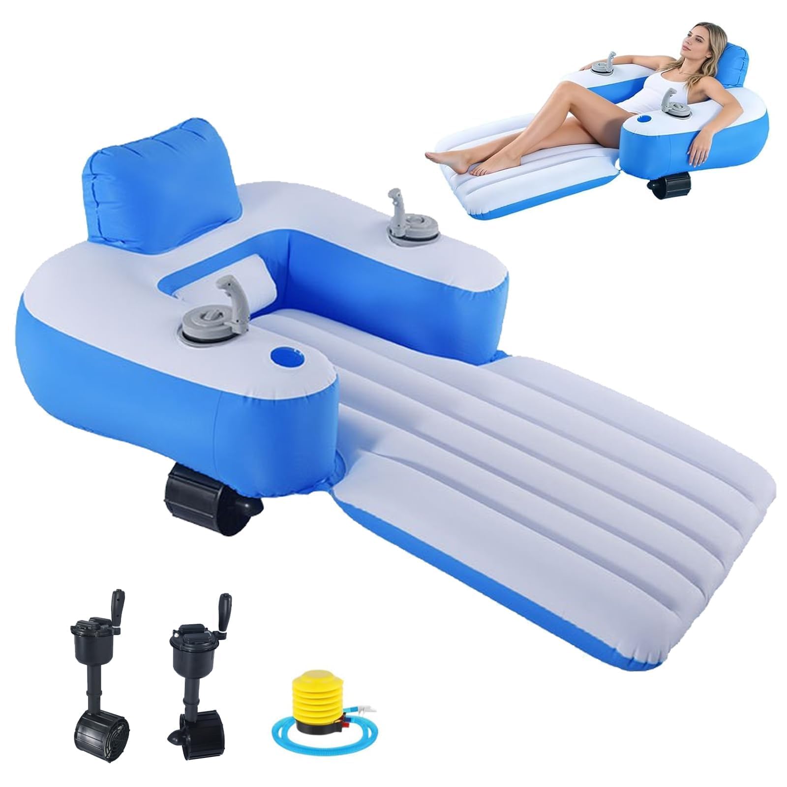 Motorized Pool Float, Rechargeable Lounger with Dual Motors & Remote