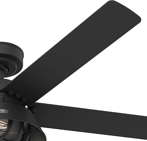 Miniatura 6 de Hunter Ventilador de techo casual de 52 pulgadas para interiores y exteriores, color negro mate, con kit de luz LED y cadena de tracción (renovado)