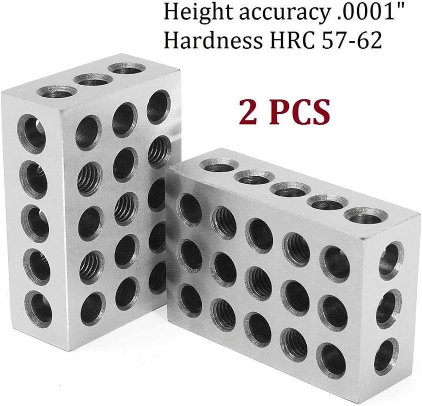 2Pcs Precision Blocks Hardened Steel 1-2-3 Blocks 0.0001" Precision Matched Machinist 123 Milling Tool 23 Holes 25-50-75mm Block (Color : 25-50-75mm)