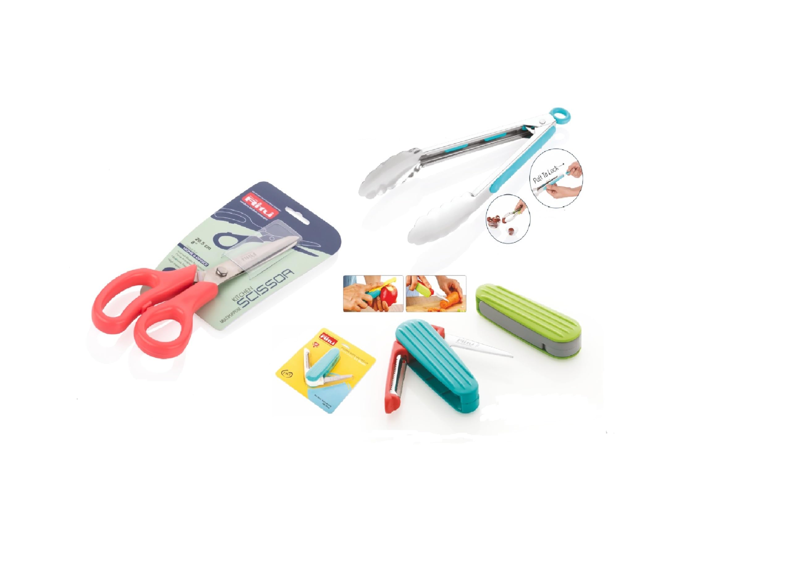 Ritu Multipurpose Kitchen Scissor & S.S. Tong & 2 in 1 Folding Kinfe