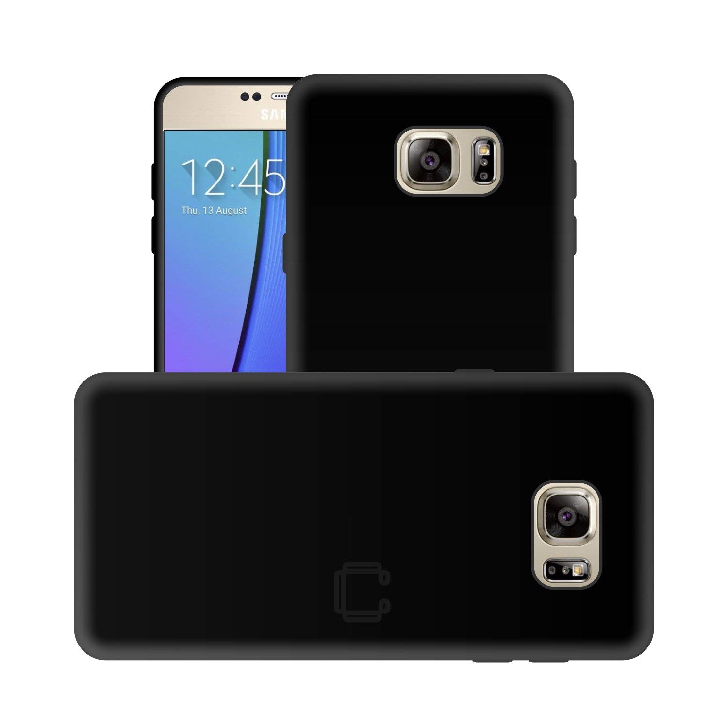 Case Creation for Samsung Galaxy Note 5 Back case, Samsung Galaxy Note5 2015 Slim Flexible Smart Look case with 360 Camera All Angle Protection (Pure Black)