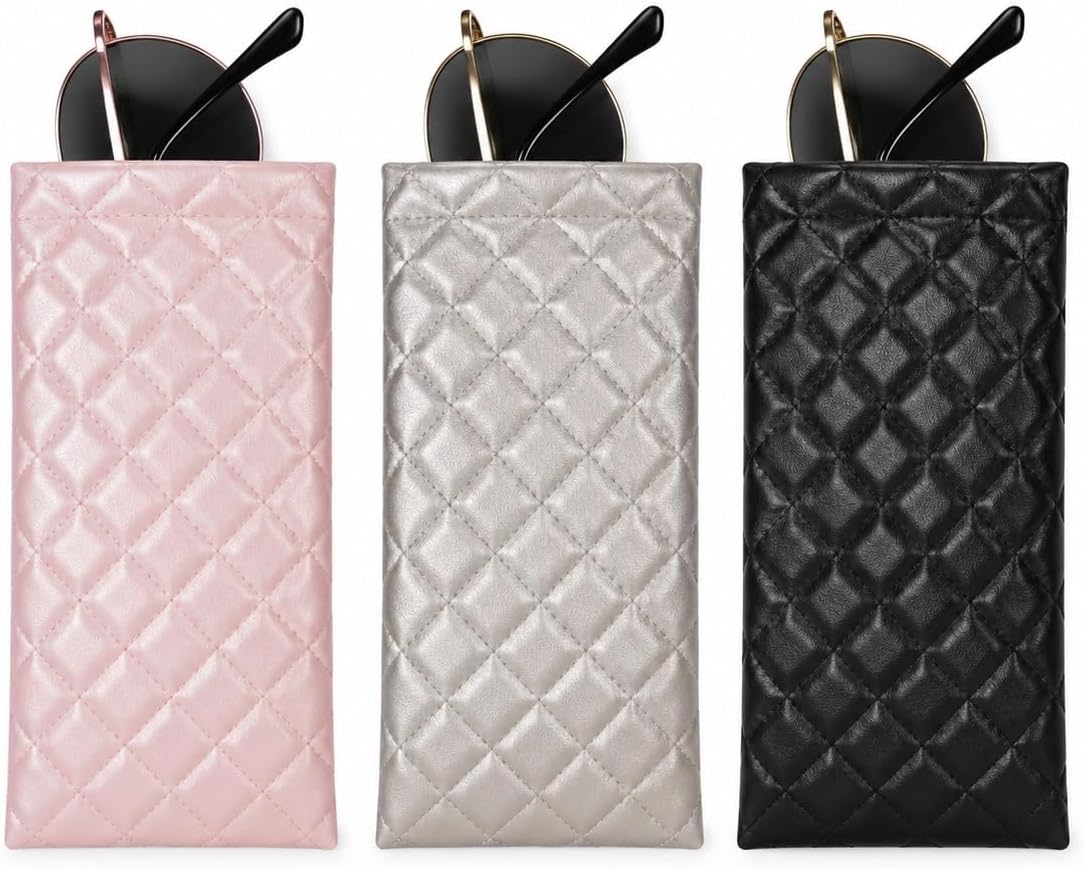 2 Pack Soft Eyeglass Cases for Women, Portable Sunglasses Case Pouch