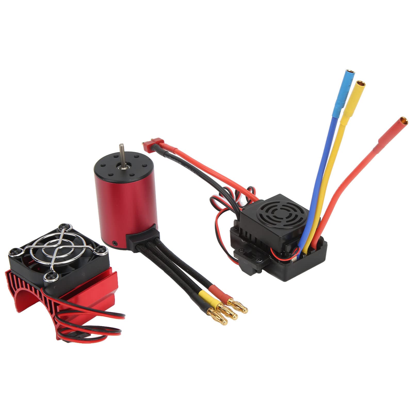 Changor Bezszczotkowy Silnik RC ESC Combo Wodoodporny Zestaw 60A do Pojazdów 1/8 1/10 Chłodzenie ze Stopu Czerwonego Aluminium