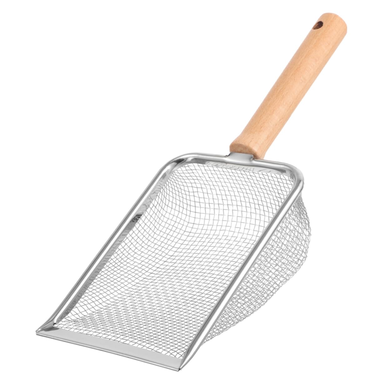 COSMEVIVI Wooden Handle Stainless Steel Cat Litter Shovel Reptile Litter Scoop Heavy Duty Litter Scoop Reptile Poop Scoops Steel Litter Scoop Poop Tool Reptile Sand Scooper