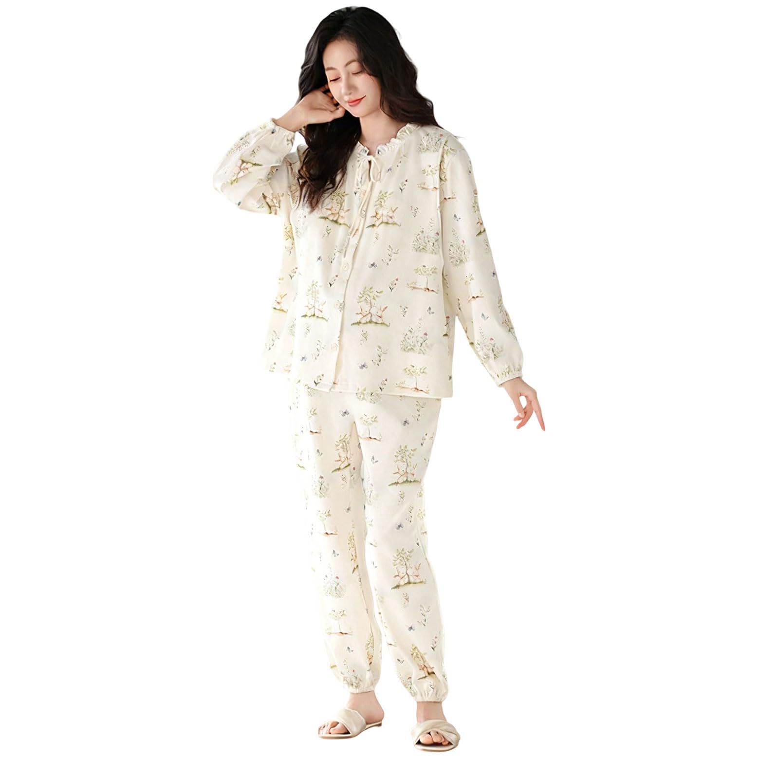 Comodo cotone gravidanza pigiama set manica lunga loungewear per autunno inverno notte maternità casa usura confortevole pigiameria