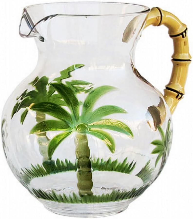 Diligence4us AC-0611 Palm Tree Sensation Pitcher with Bamboo Handle, Multicolor