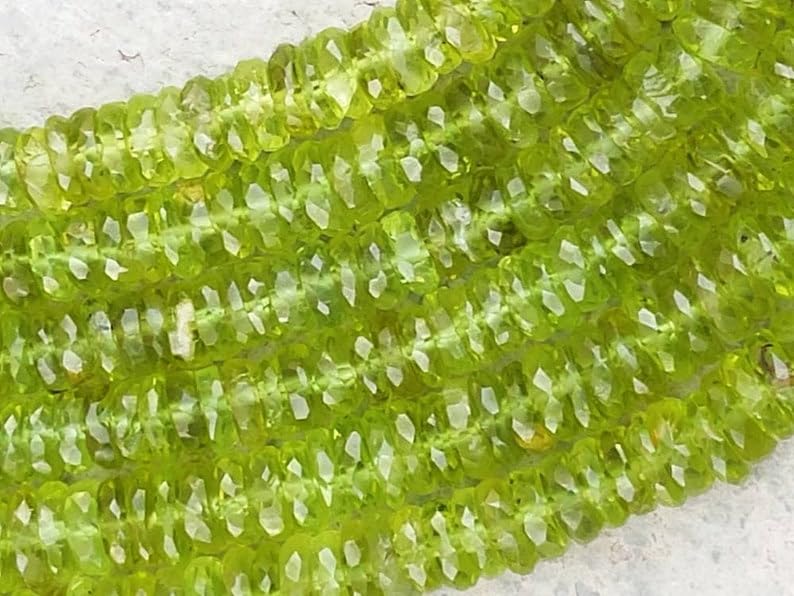 Péridot naturel en perles de 4mm facettées, matériel de fabrication pour bracelet et collier - 6