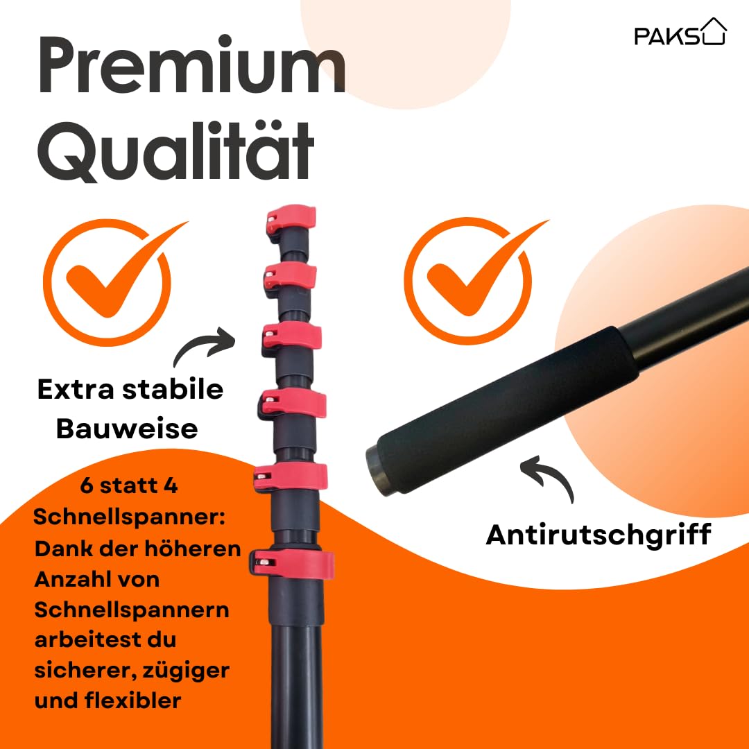 PAKSU Cepillo de lavado telescópico, barra telescópica, cepillo de limpieza, cepillo de lavado con mango telescópico para la limpieza de sistemas solares, sistemas fotovoltaicos, invernaderos,