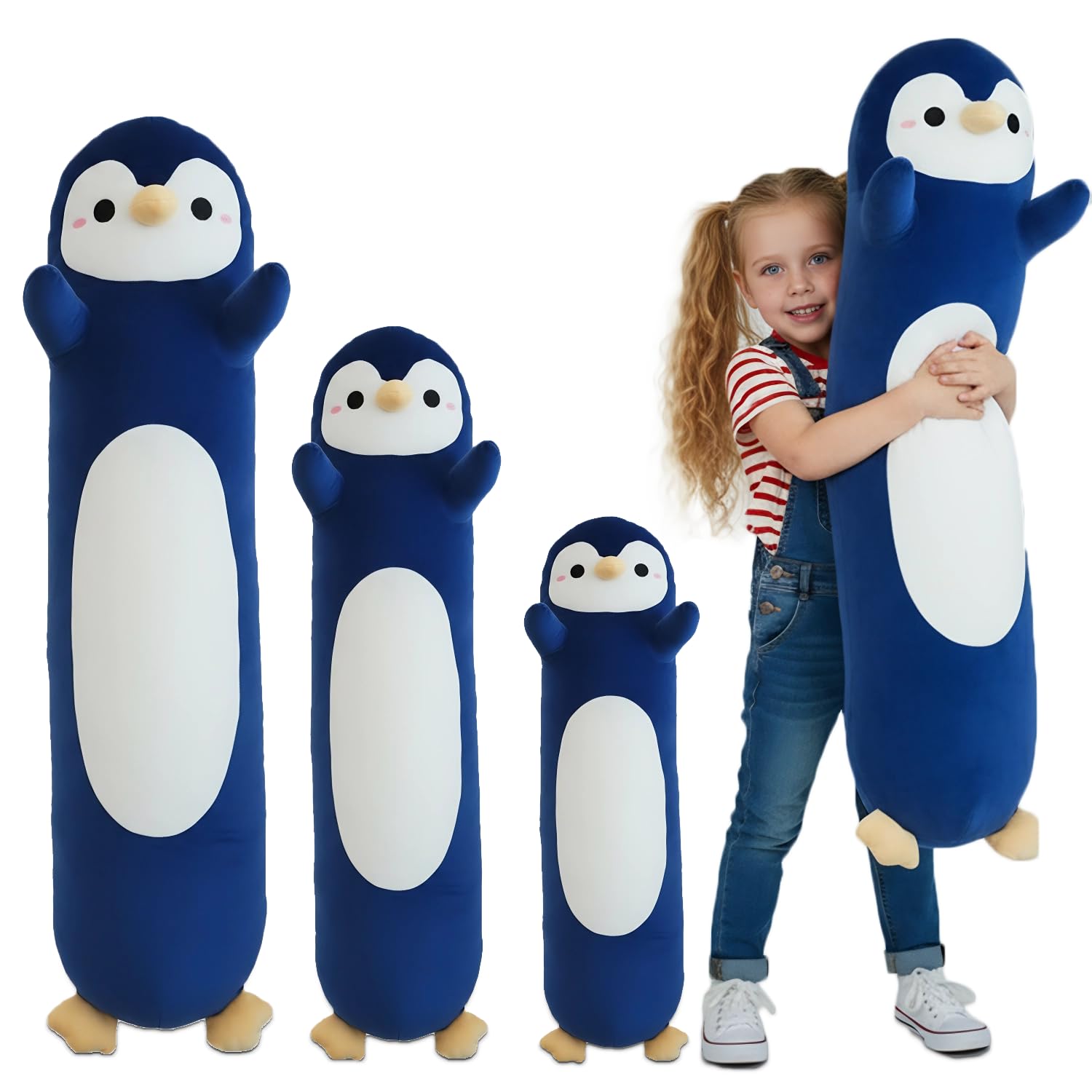 Kekeso Penguin Plush, Long Penguin Plush Pillow Ultra Soft Huggable Stuffed Animal Body Pillow for Kids Adults (Navy Blue, 110cm/43.31in) — image 1