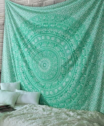 Mandala Tapestry for Bedroom - 137 x 213 cm Cotton Black and White Elephant Wall Hanging Tapestries Indian Beach Throw Boho Bohemian Hippie Blanket for Home Living Room Decor