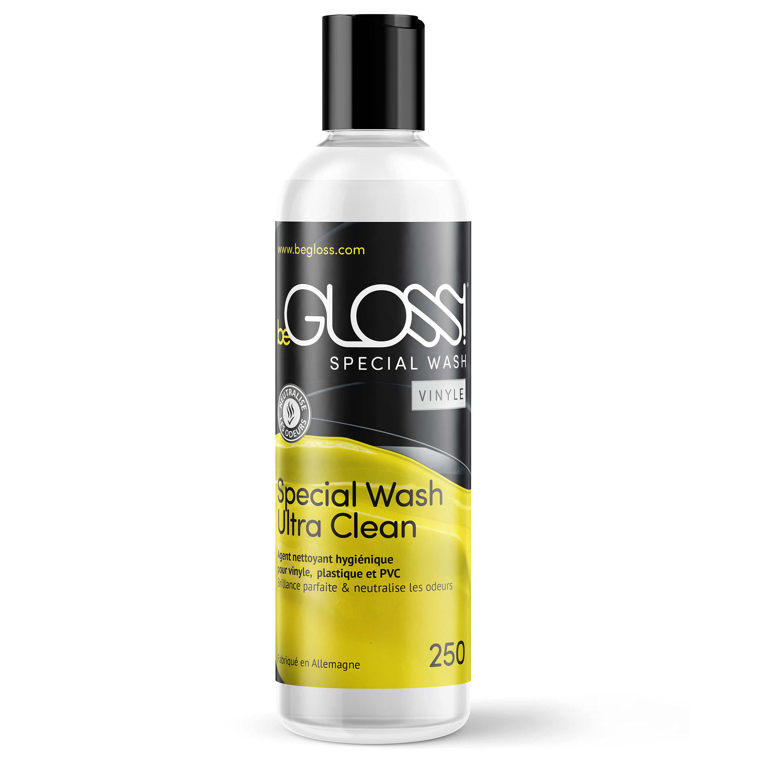 beGLOSS Special Wash VINYLE 250 est un nettoyant pour vêtements verni & plastique