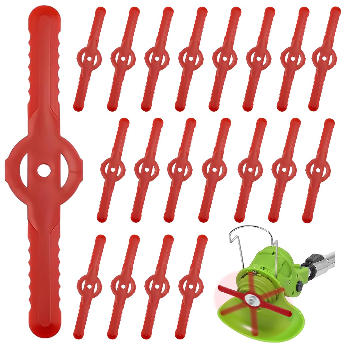HASTHIP® 20Pcs Mower Blades Replacement - Plastic Blades for Grass Trimmer - 14CM Grass Cutter Blade/Brush Cutter Blade Replacement -Serrated Grass Cutting Blade - Universal Trimmer Replacement Blade