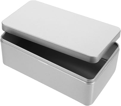 Rectangular Tin Box with Lid, Mart Tin, 7.1 x 3.9 x 2.6 inches 18 x 9.8 x 6.5 cm, Silver, Horse Mouth, Large Capacity, Sealed, Moisture Proof, Portable, Storage, Candy, Tea