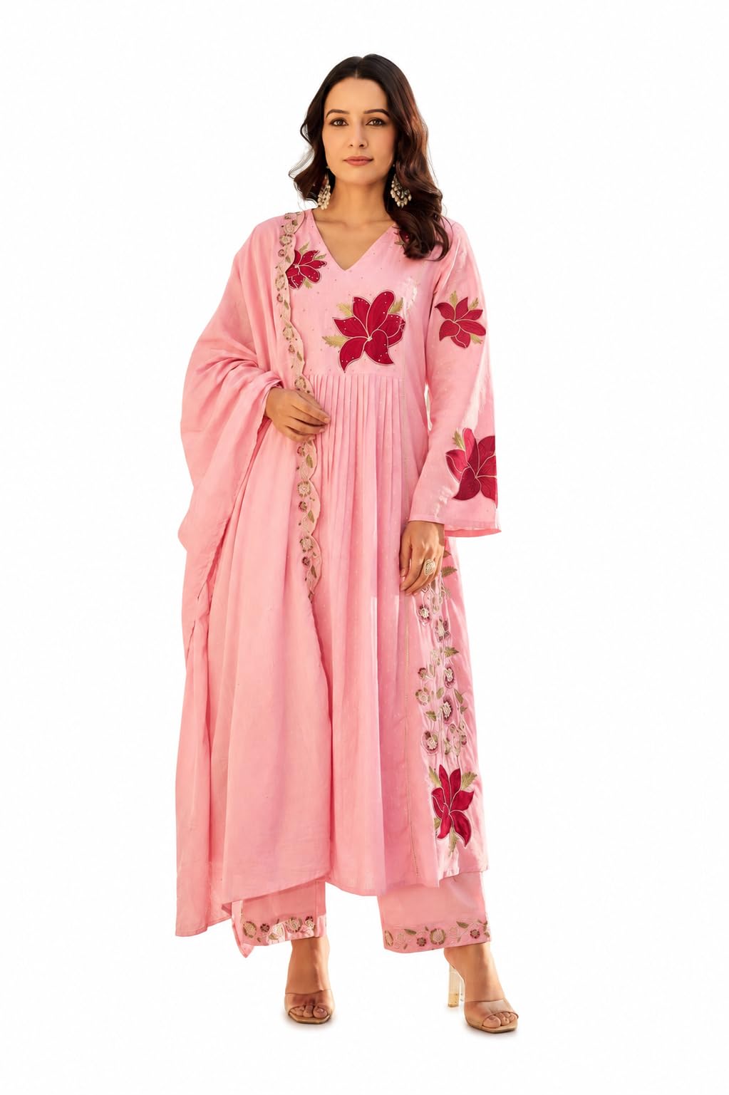 Women's Cotton Embroidered Anarkali Kurta And Pant Set With Dupatta, Kurta Set | 3-Piece Festive Ethnic Wear for Women | Ethnic Kurta Set for Women | Daily, Office & Festive Traditional-image-26