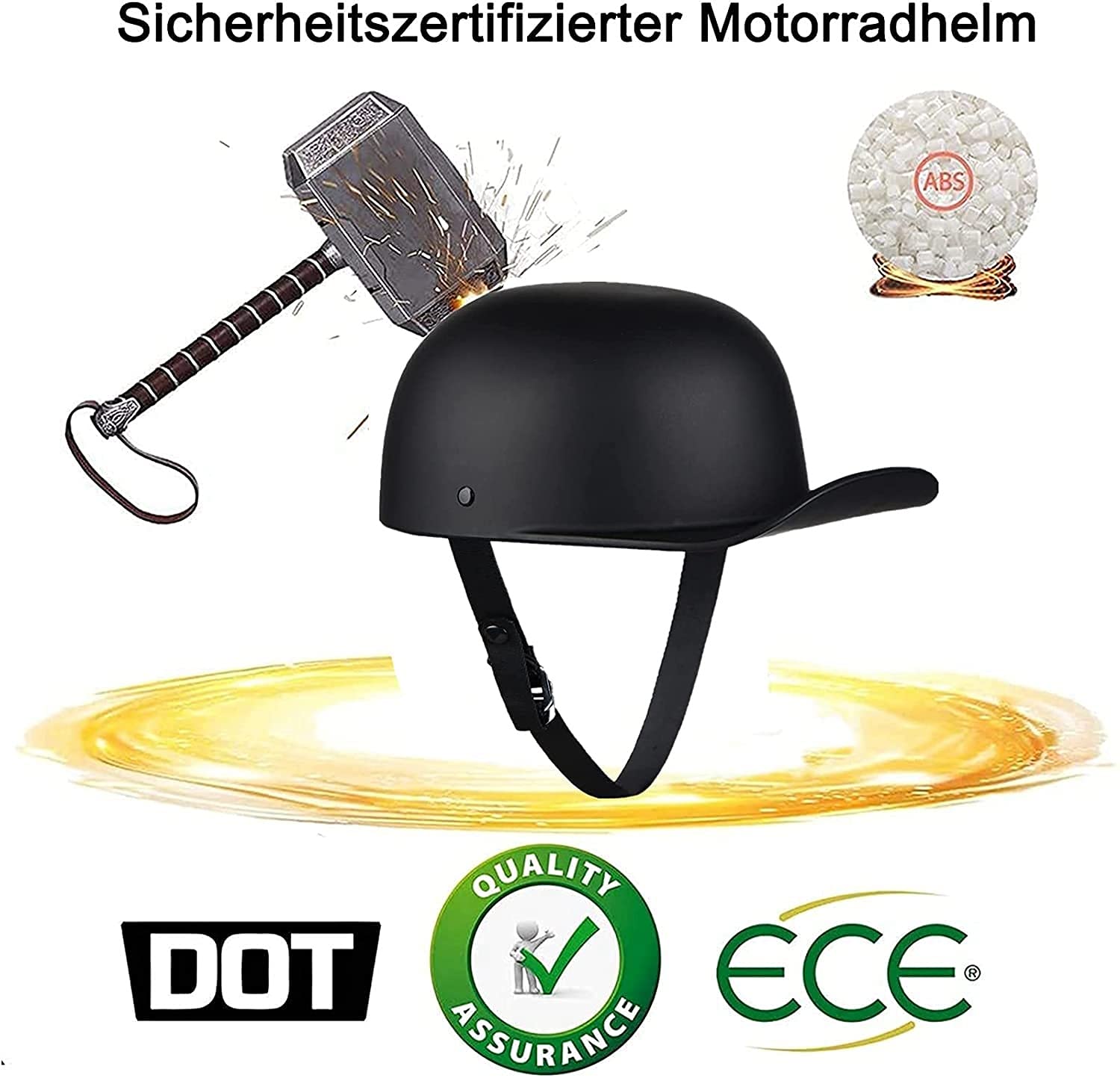 Caschi Jet da Moto Casco Scodella Adulto Aperto Da Uomo E Da Donna, Certificato DOT Bike Cruiser Chopper Ciclomotore Scooter Casco Da Moto Nero 5,S=54-55CM