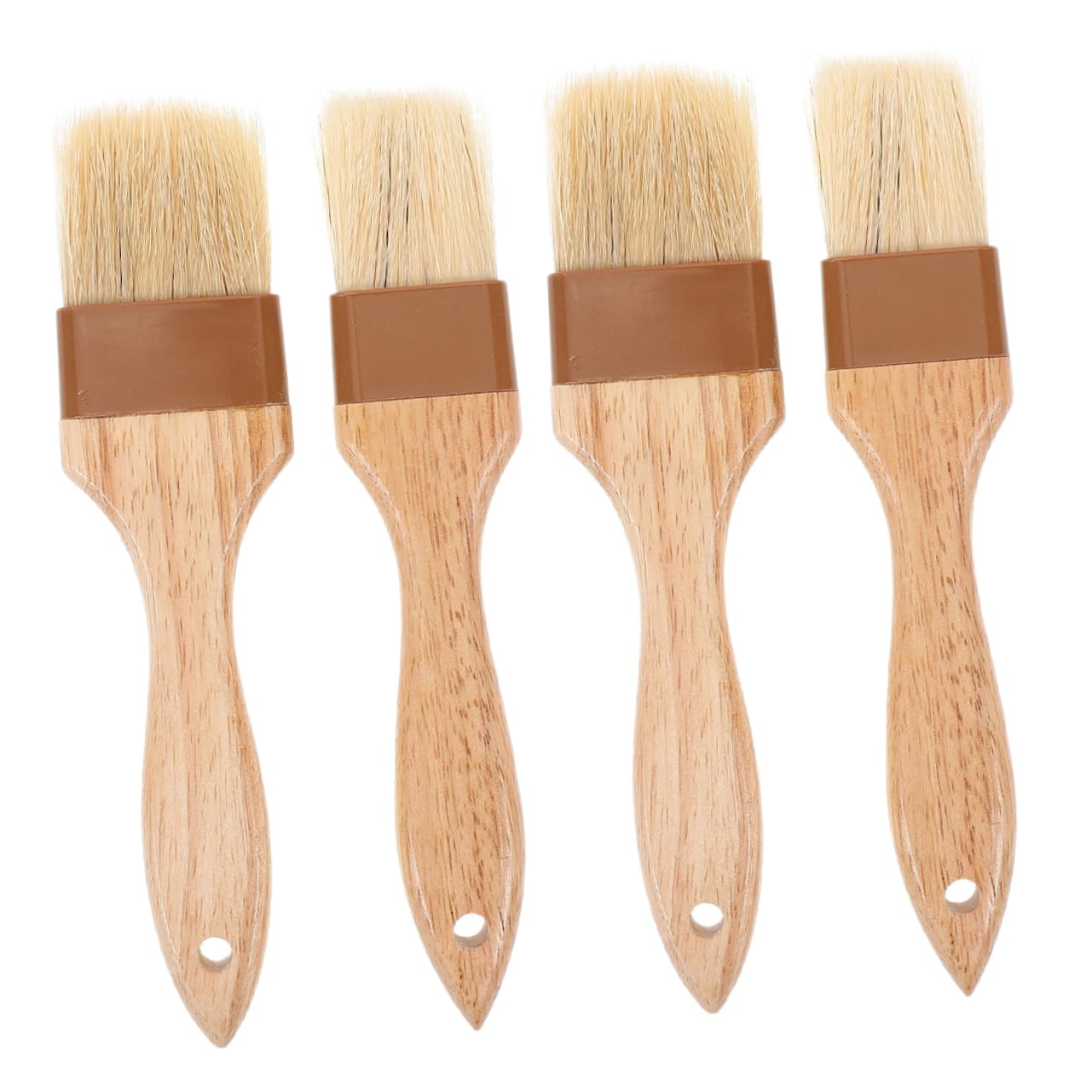 Cabilock 4Pcs Basting Brush Wooden Handle Pastry Brush for Sauce Cooking Baking Versatile Basting Brush for Outdoor Picnics Grilling Roasting Includes