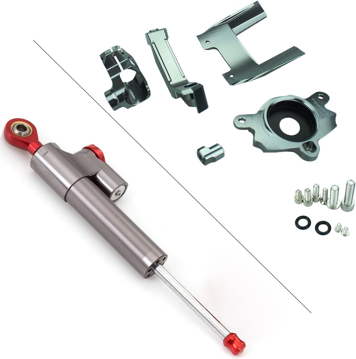 FXCNC Motorcycle CNC Steering Damper Stabilizer Buffer Control Bar With Mounting Bracket Kit Full Set Compatible with Z1000 2016-2019