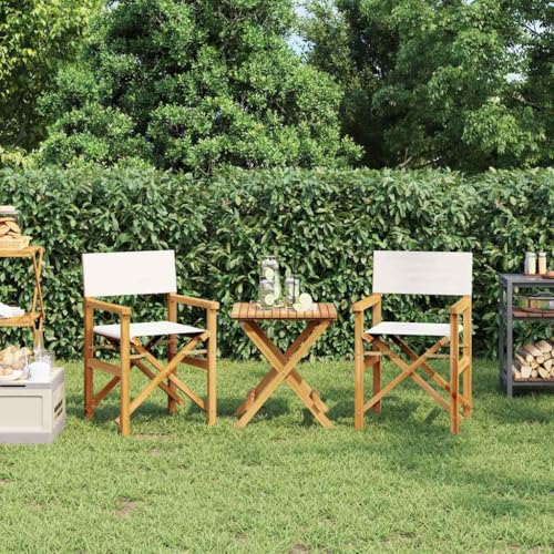 Chaise pliante de directeur en teck lot de 2 sièges crème gris