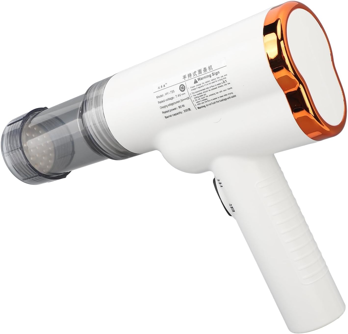 ZJchao Pasta Maker, Electric Automatic Pasta Maker Machine Noodle Labor Saving 304 Stainless Steel Handheld Noodle Making Machine (White)