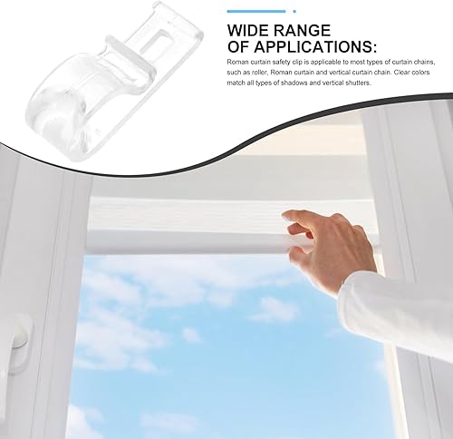 Miniatura 9 de Pantalla de tragaluz, 8 piezas de cadena transparente de seguridad y guía de cable, gancho de fijación con clip en P para cadena de cuentas para