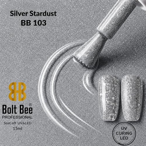 Image of BOLT BEE 15ML Gel Nail Polish 1Pc Clear Pink Glitter Nail Polish Soak Off UV LED Nail Gel Polish Nail Art Starter Manicure Salon DIY at Home, 0.5 OZ (1) (103)