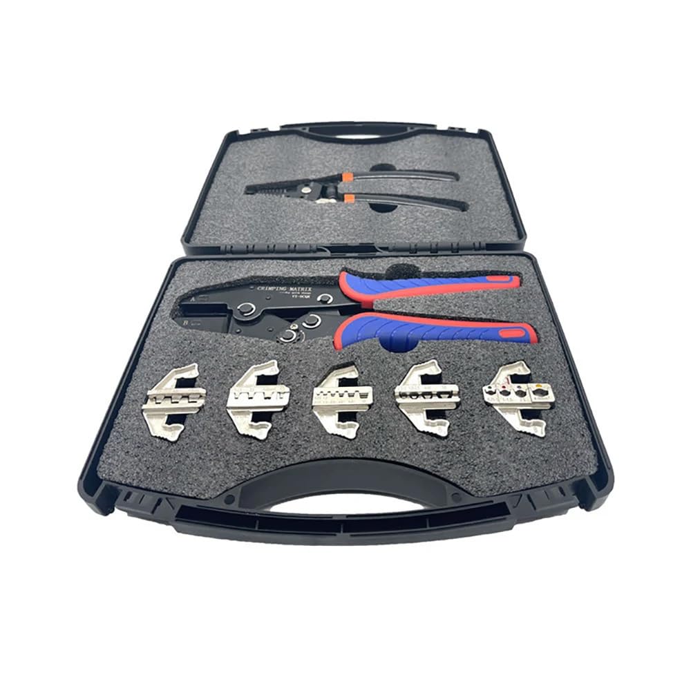 Utensili per Crimpare Terminali Pressati a Freddo da 9 Pollici, Pinza per Crimpare a Cricchetto, Pinza per Connettori, Spelafili, Pinza per Crimpare per Cavi a Cricchetto 7 Pezzi