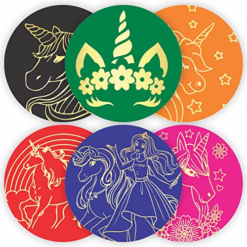 Unicorn Gold Foil Stickers - (Pack Of 120) 2" Large Round Labels For Birthday Party Favor Craft Game Activities Cards Gift Boxes Envelope Seals #TOP7
