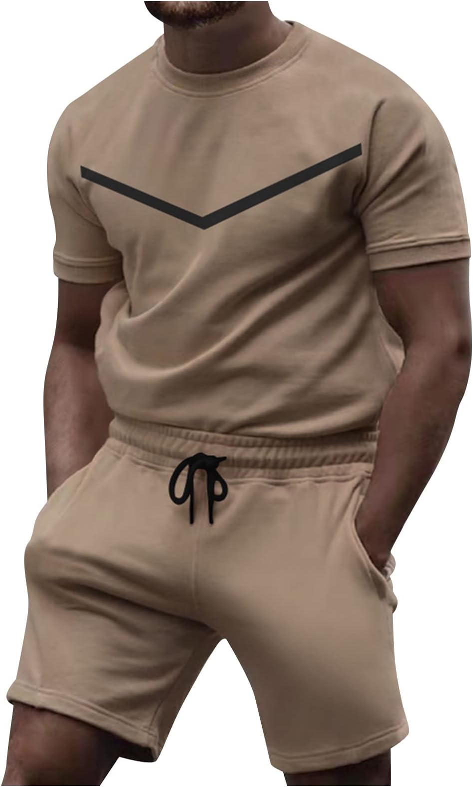 Summer Beach 2 Piece Outfits for Mens 2023 Solid Color Cotton Linen Drawstring Button Short Sleeve Shorts Set