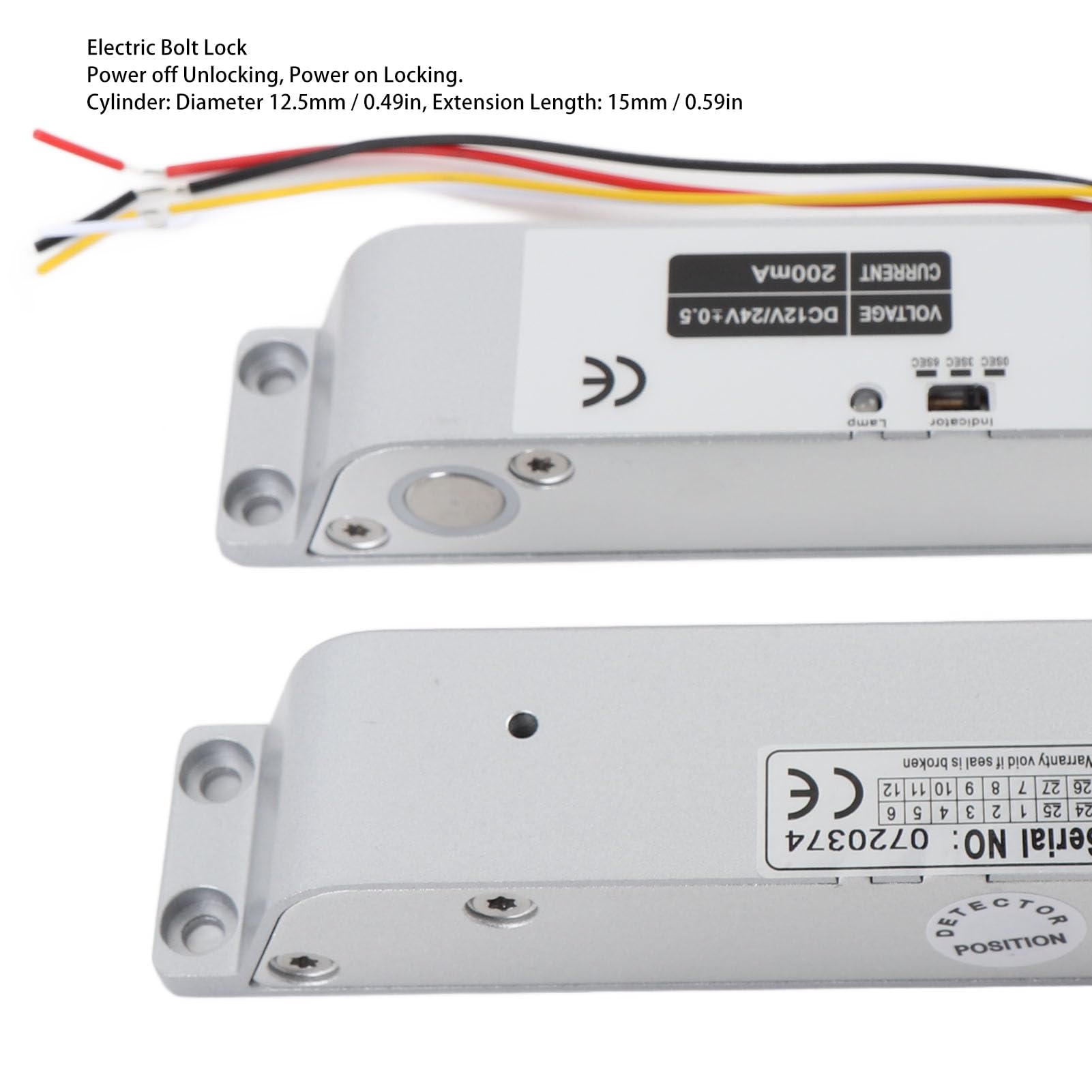 Bloqueo de Perno de Caída Eléctrica, DC12 24 V Mode NC Fall Fall Safe Deadbolt Lock con Retraso de Tiempo Adecuado para Puertas de Fuego de Madera Montada Superficie de la