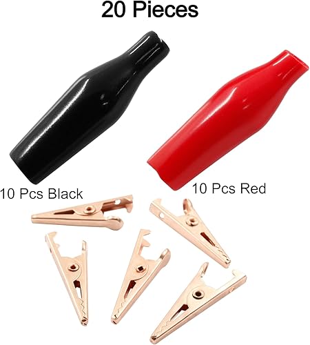 Miniatura 4 de 20 clips de cocodrilo aislados, abrazaderas de cocodrilo resistentes, clips de cocodrilo de metal de cobre 20A, pruebas eléctricas, conexión de