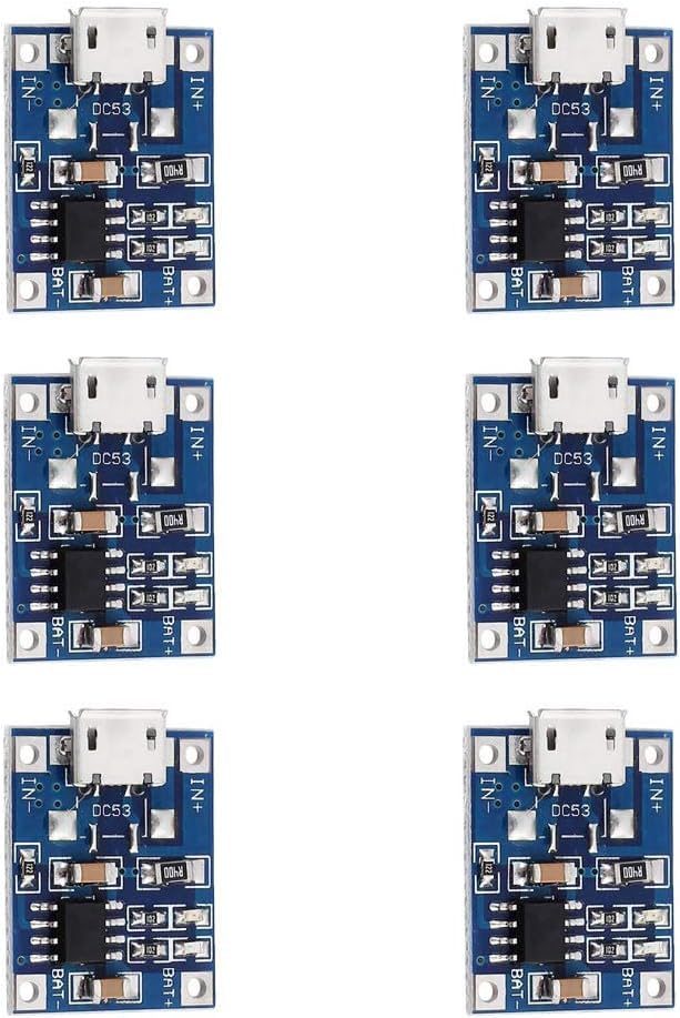 TP4056 1A LiPo Battery Charging Module Board with Micro USB Input | 1S 3.7V Lithium Battery Charger Protection Board | Red/Blue Charging Indicator | Pack of 6 Units-image-23