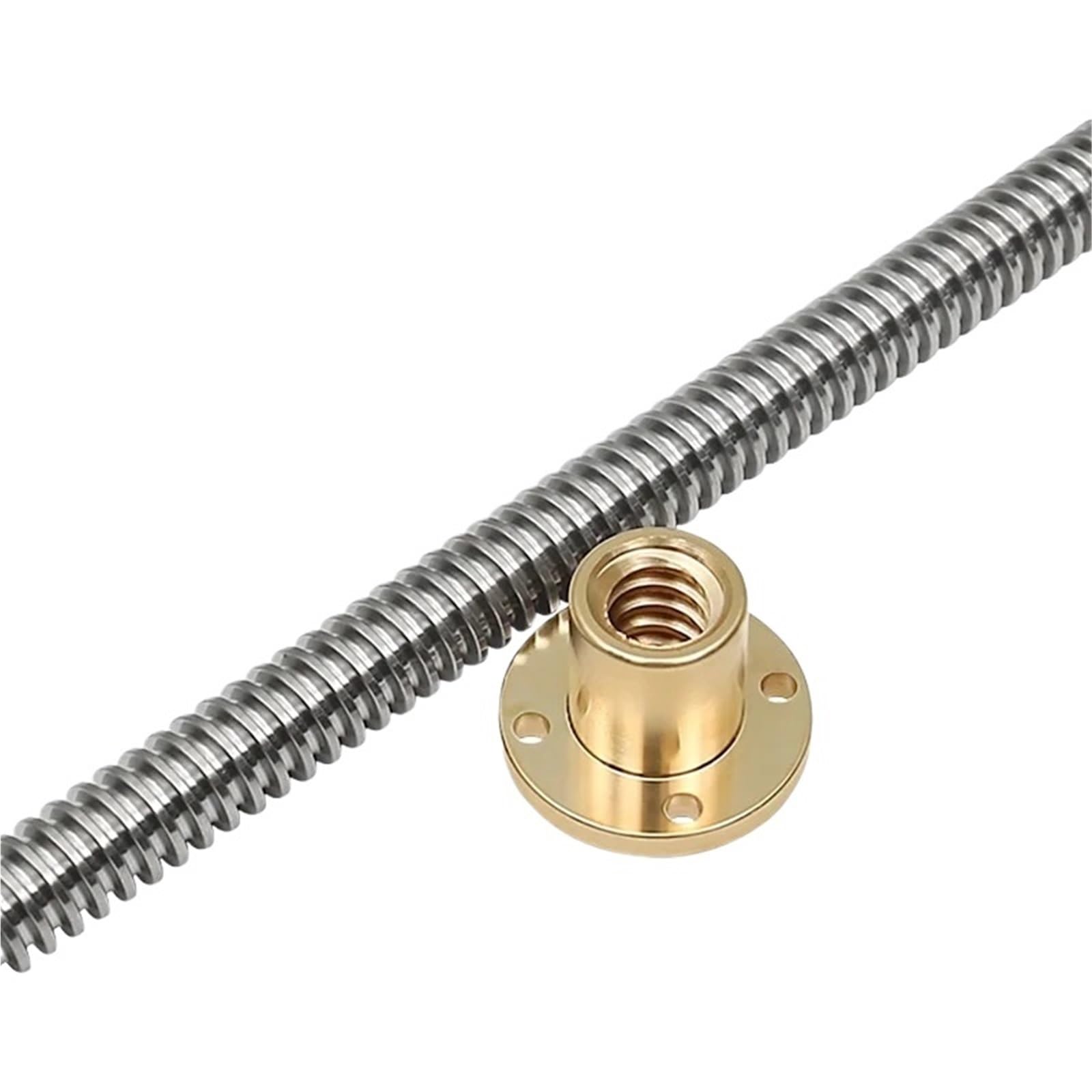 Husillo de bolas CNC de movimiento lineal Tornillo trapezoidal de acero inoxidable T14*3 + tuerca de brida, 100, 150, 200, 250, 300, 350, 400, 450, 500, 600, 800, 900, 1000 mm(100MM)
