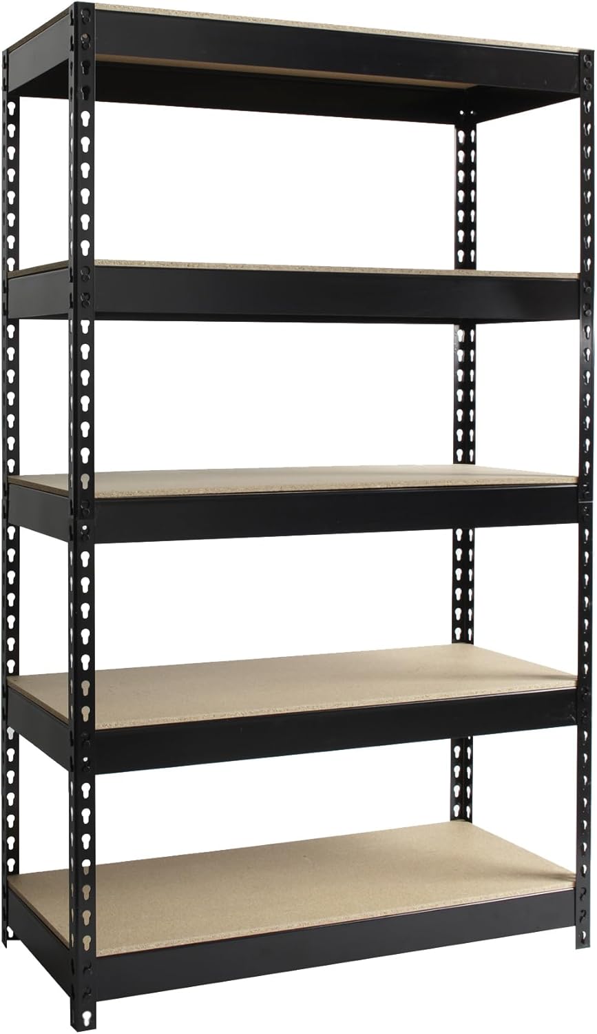 Iron Horse 3800 Riveted Steel Shelving 5-Shelf Unit, 16D x 36W x 60H, Black