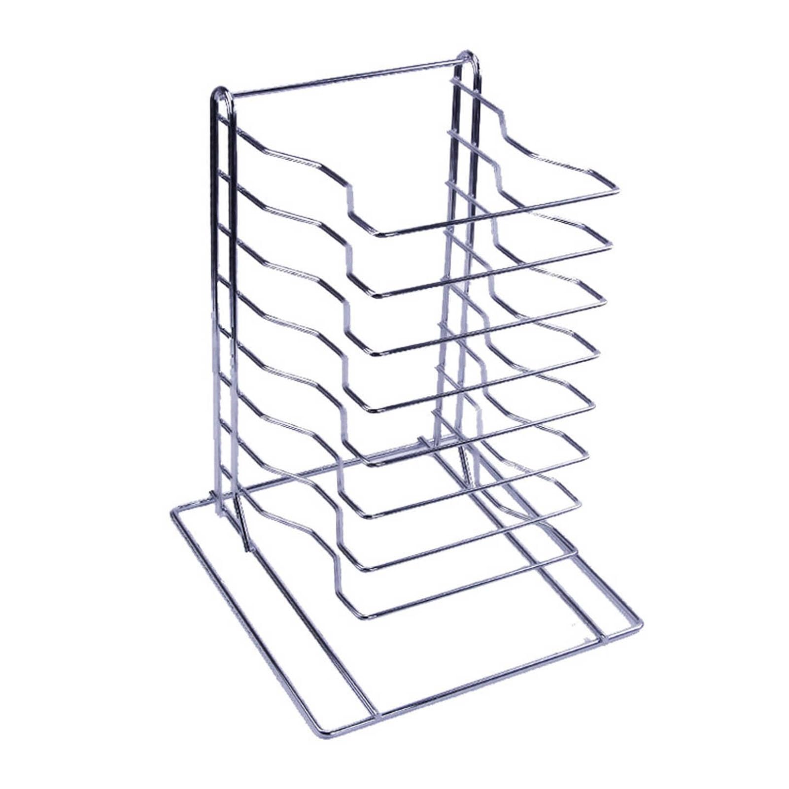 GUODDM Pizza Pan Rack，6/8/11/14-Slot Shelf， Baking Tray Storage Racks，Stack For Stacking Pans Trays Separator Screen(11-Slot shelf)