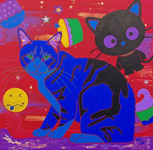 Choco Cat Art - Cat Pop Art - Smiley Face Art - Retro Cat Art -Dog Pop Art - by Angela Bond Art