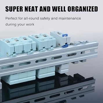 10 Pieces 1 Meter Aluminum DIN Rail, Top Hat Slotted DIN Rails with RoHS for Professionals and DIY Cut Length | Hardware Components Mounting - 1 Meter Long, 35mm Wide, 7.5mm High