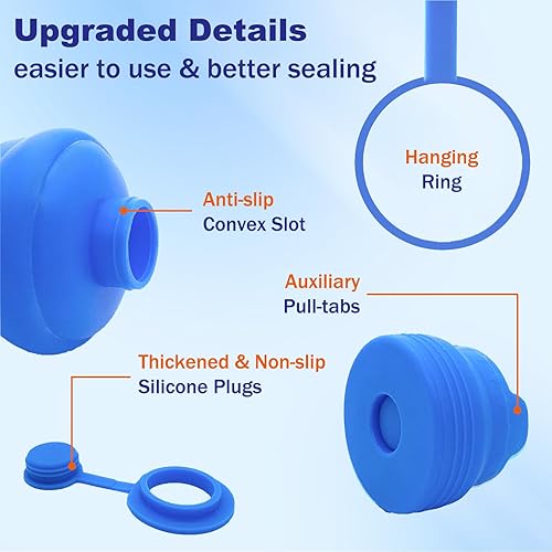 Miniatura 7 de DysanVica 6 unidades tapa para jarra de agua de 3 y 5 galones, tapa reutilizable de silicona de grado alimenticio de 2.165 in para tapas