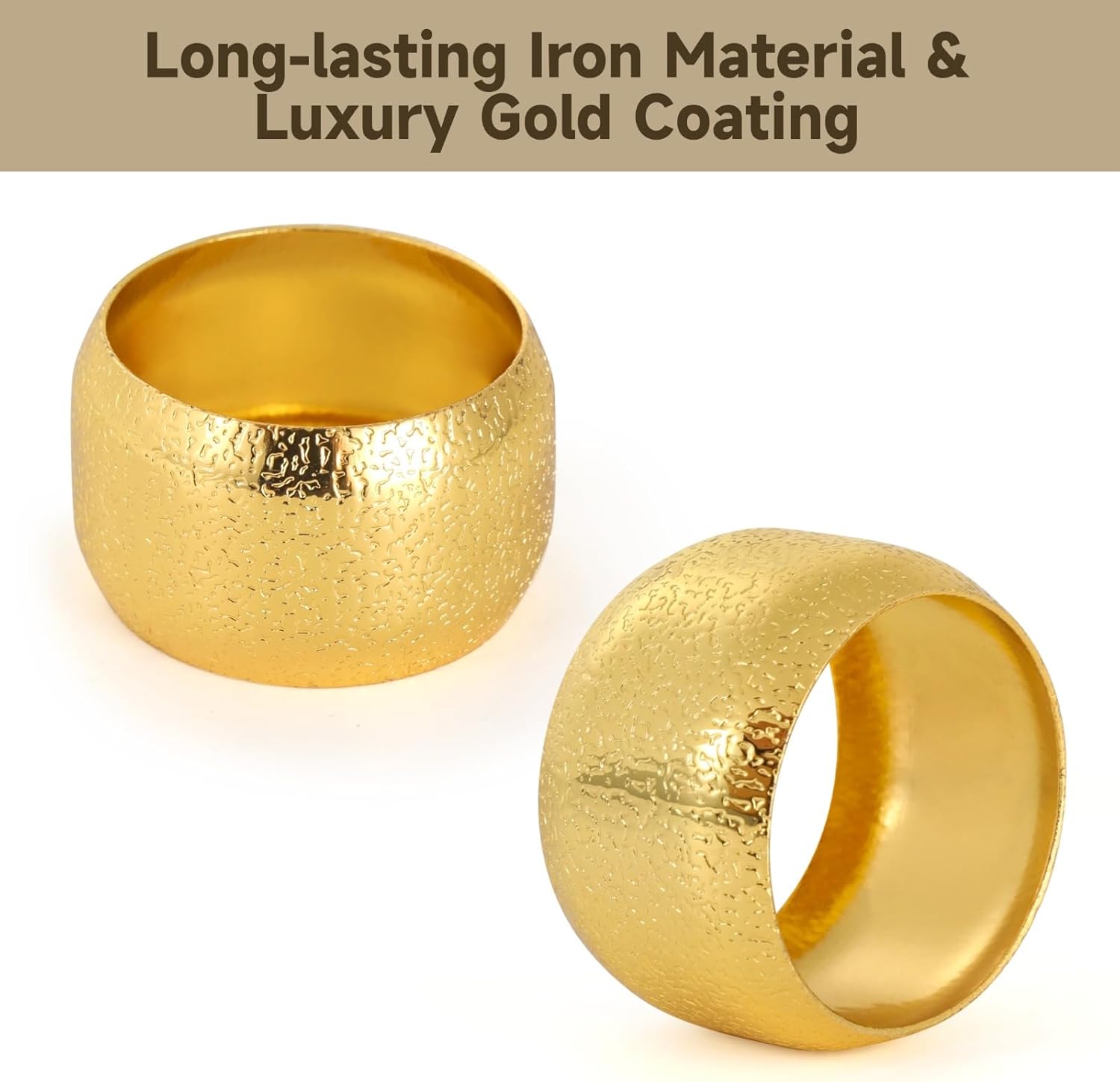 60 Pcs Gold Napkin Rings, Metal Napkin Ring Holders Set, Iron Napkin Rings with Electroplated Finish, 1.81 in, Modern Decorative Table Setting for Parties, Banquets, Dinners