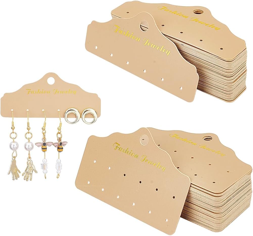 PH PandaHall 300 Pairs Earring Card Holders, Earring Display Cards 100pcs Earrings Studs Card Jewelry Display Cards Paper Tags for DIY Jewelry Packing Displaying Small Business