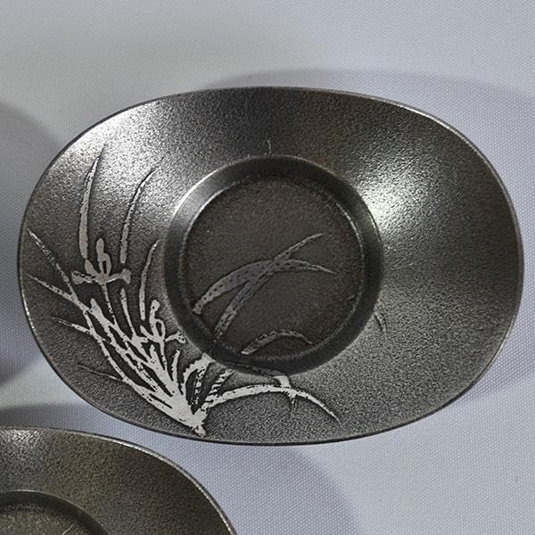 煎茶道 大阪錫半 純錫製茶托5客セット 茶托11 煎茶道 大阪錫半 純錫製茶托5客セット 茶托11 煎茶道