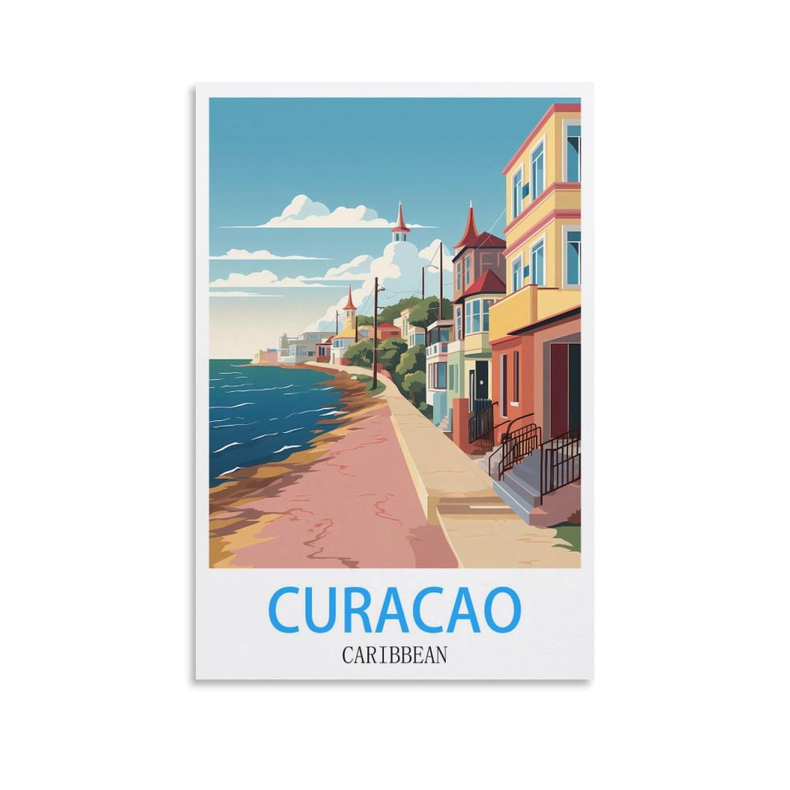 Retro Vintage Wall tin Plaque,Curacao Caribbean,Art Plaque Poster Wall Decor for Home Tool Room Bar Club Restaurant Cafe 15x30cm