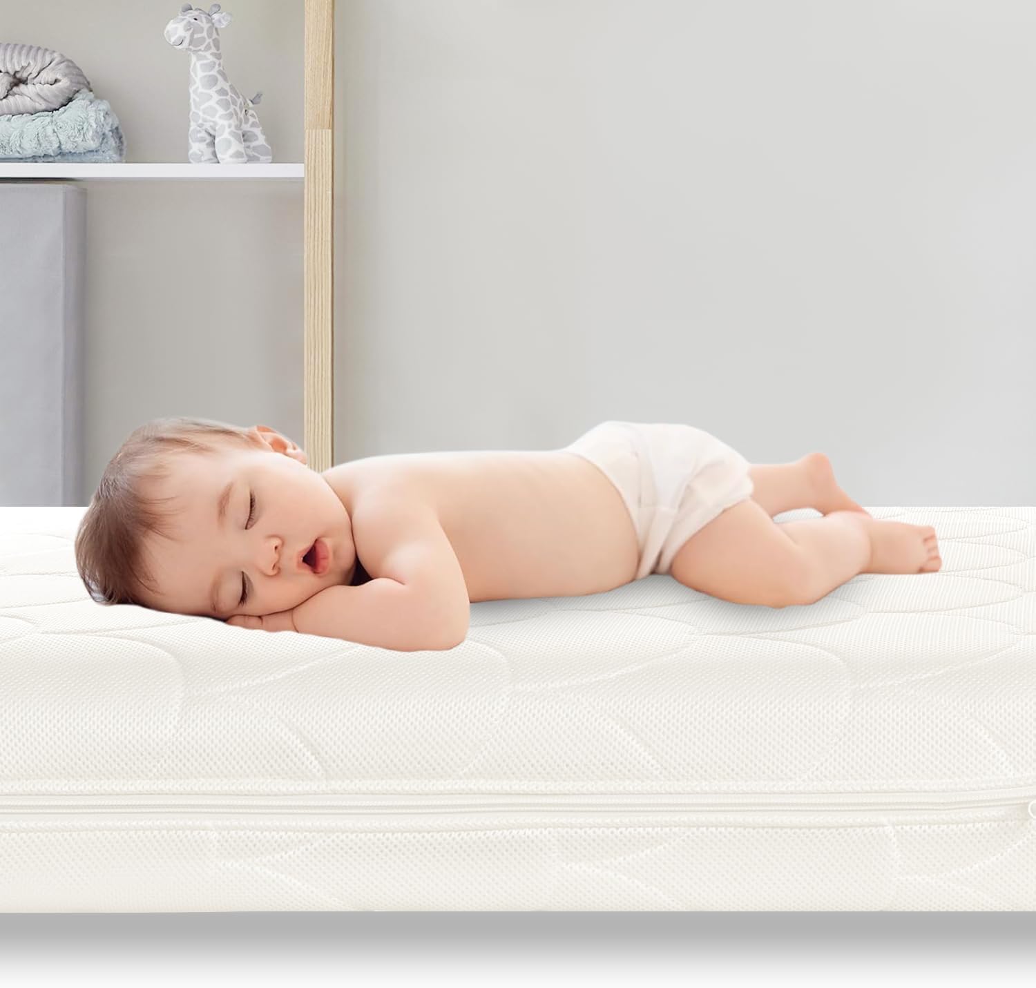 Crib Mattress, Dual-Sided Toddler and Baby Mattress with Washable Airfiber Insert and Removable Cover, 100% Breathable, Organic Cotton 5" Firm Fit Standard Size Toddler Bed